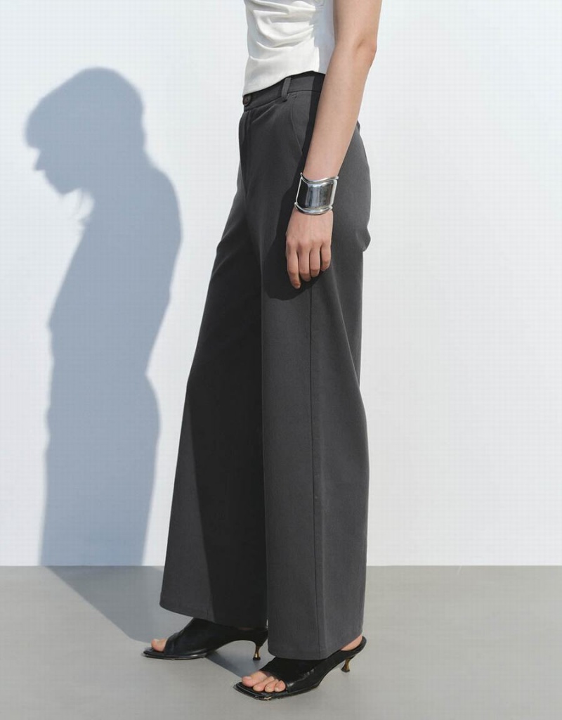 Pantalon Urban Revivo Droit Femme Grise | QUC4075TT