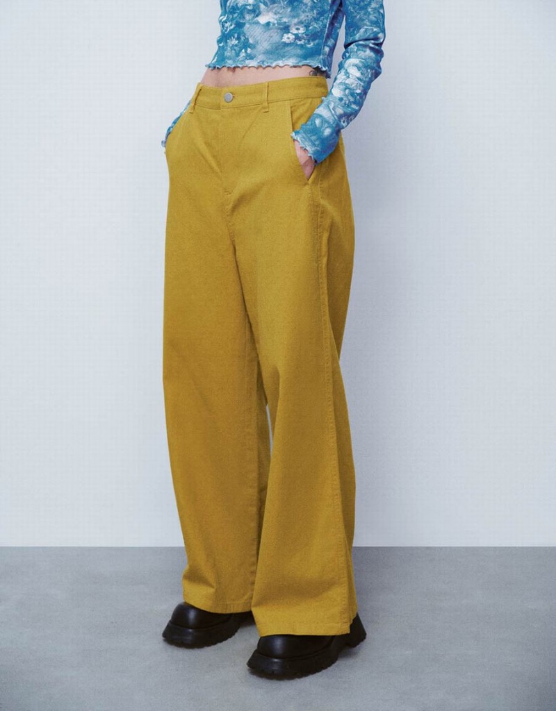 Pantalon Urban Revivo Droit Femme Jaune | CJB283MB