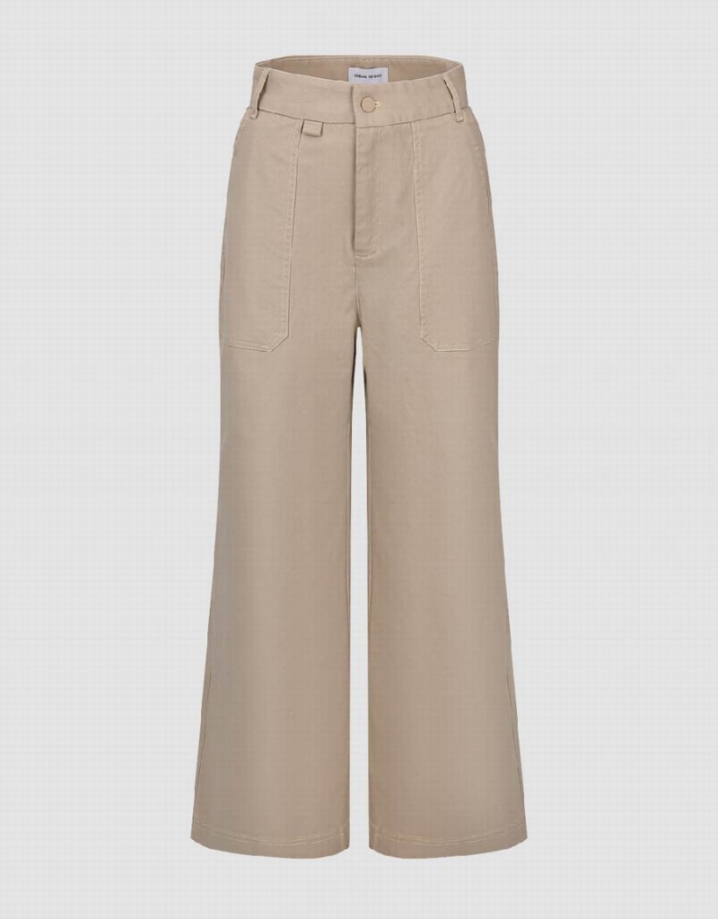 Pantalon Urban Revivo Droit Femme Kaki | NGJ7351CR