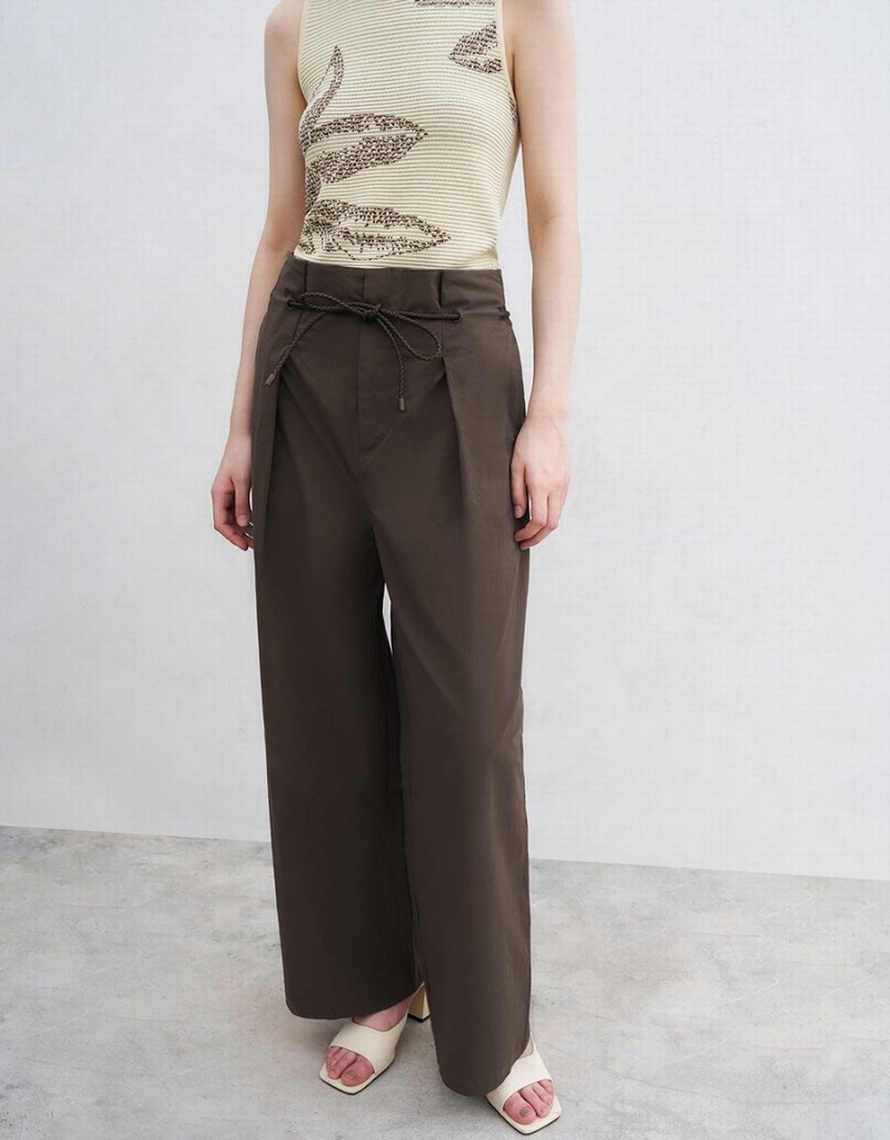 Pantalon Urban Revivo Droit Femme Marron | AOG3522LT