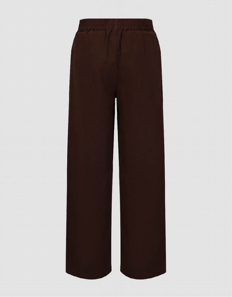 Pantalon Urban Revivo Droit Femme Marron Foncé | KEK5812HM