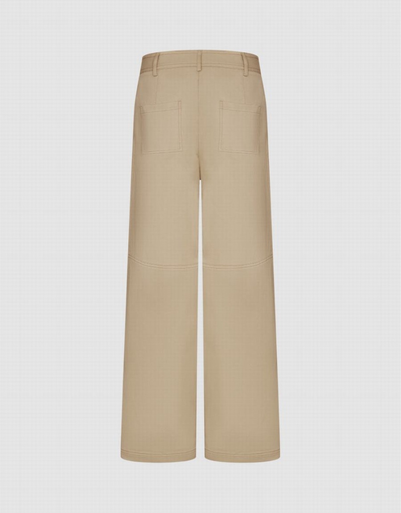 Pantalon Urban Revivo Droit Leg Cargo Femme Kaki | RUW1615EI