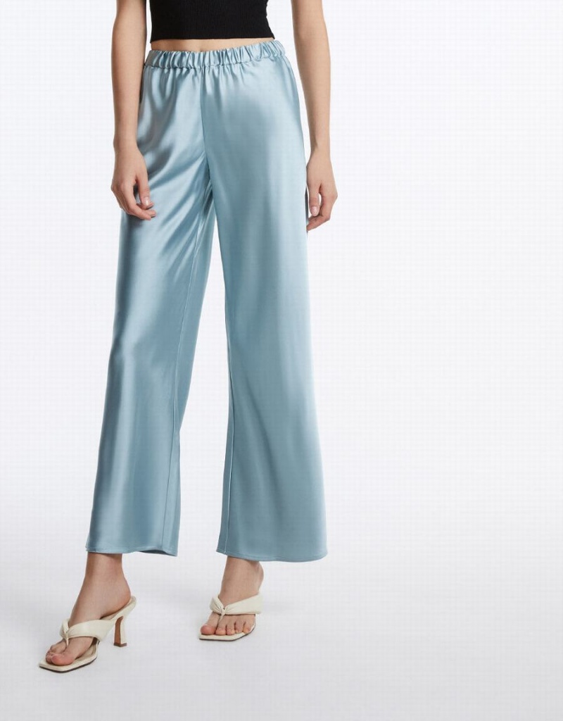 Pantalon Urban Revivo Elastic Taille Larges Leg Femme Bleu | YZZ1223IS