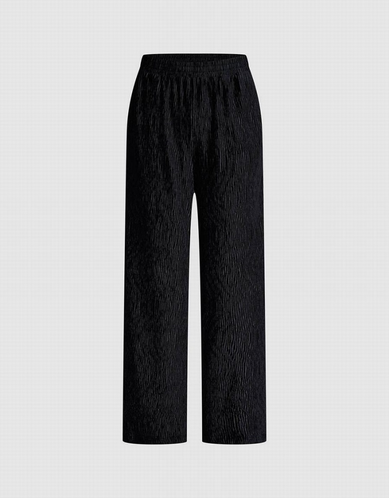 Pantalon Urban Revivo Elastic Taille Larges-Leg Femme Noir | DSI9717SF