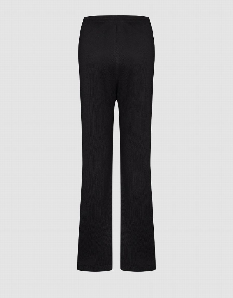 Pantalon Urban Revivo Elastic Taille Tricoté Flare Femme Noir | XJA9333KO