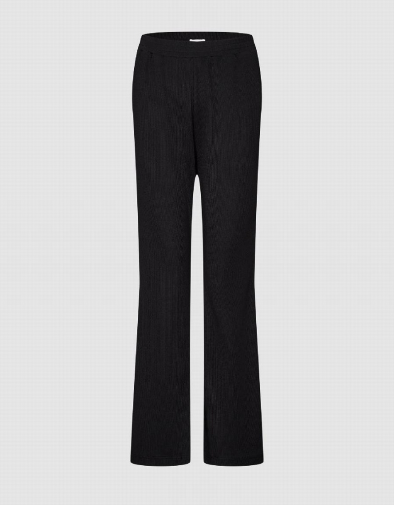 Pantalon Urban Revivo Elastic Taille Tricoté Flare Femme Noir | XJA9333KO
