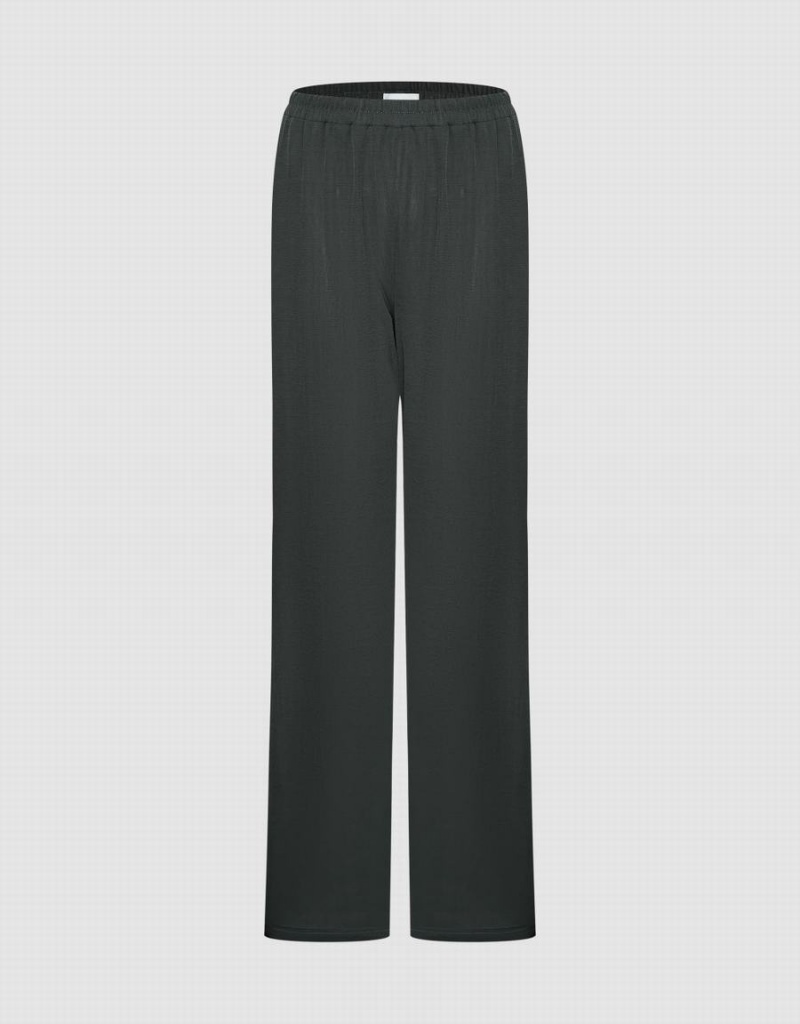 Pantalon Urban Revivo Elastic Taille Tricoté Droit Femme Grise | UTR4540WK