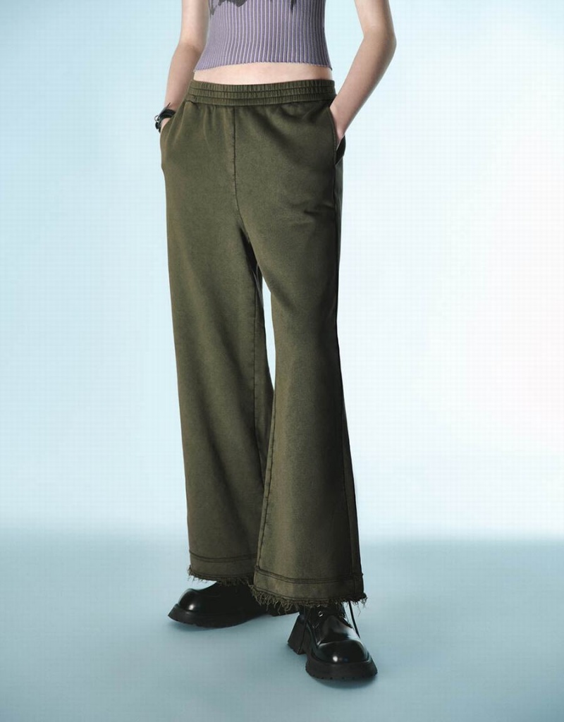 Pantalon Urban Revivo Elastic Taille Tricoté Larges-Leg Femme Vert | WGX2885KI