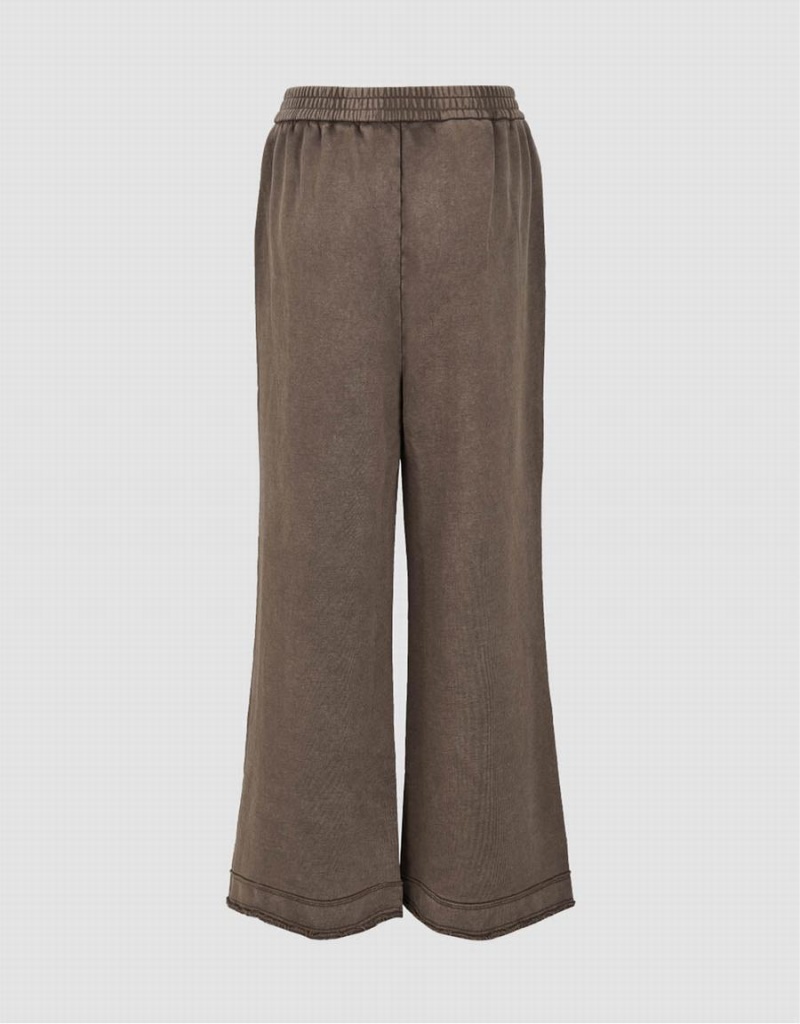 Pantalon Urban Revivo Elastic Taille Tricoté Larges-Leg Femme Grise Foncé | VSE5150PZ