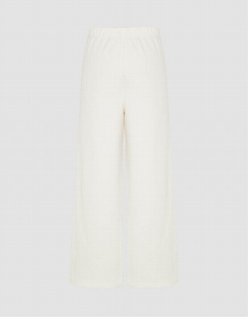 Pantalon Urban Revivo Elastic Taille Tricoté Larges-Leg Femme Blanche | JSU3439IB