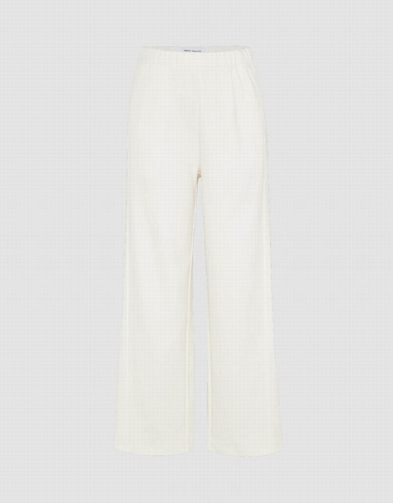 Pantalon Urban Revivo Elastic Taille Tricoté Larges-Leg Femme Blanche | JSU3439IB