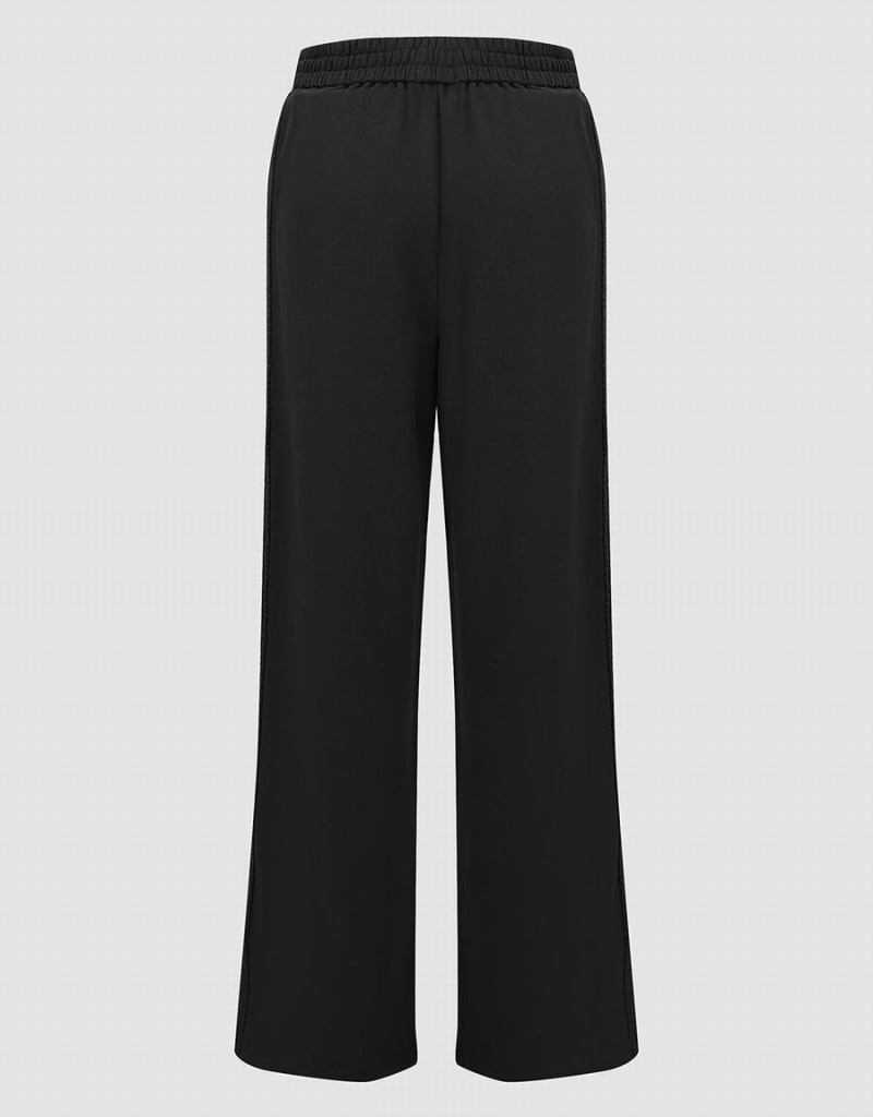 Pantalon Urban Revivo Elastic Taille Tricoté Larges-Leg Femme Grise Foncé | WEF6483ZQ