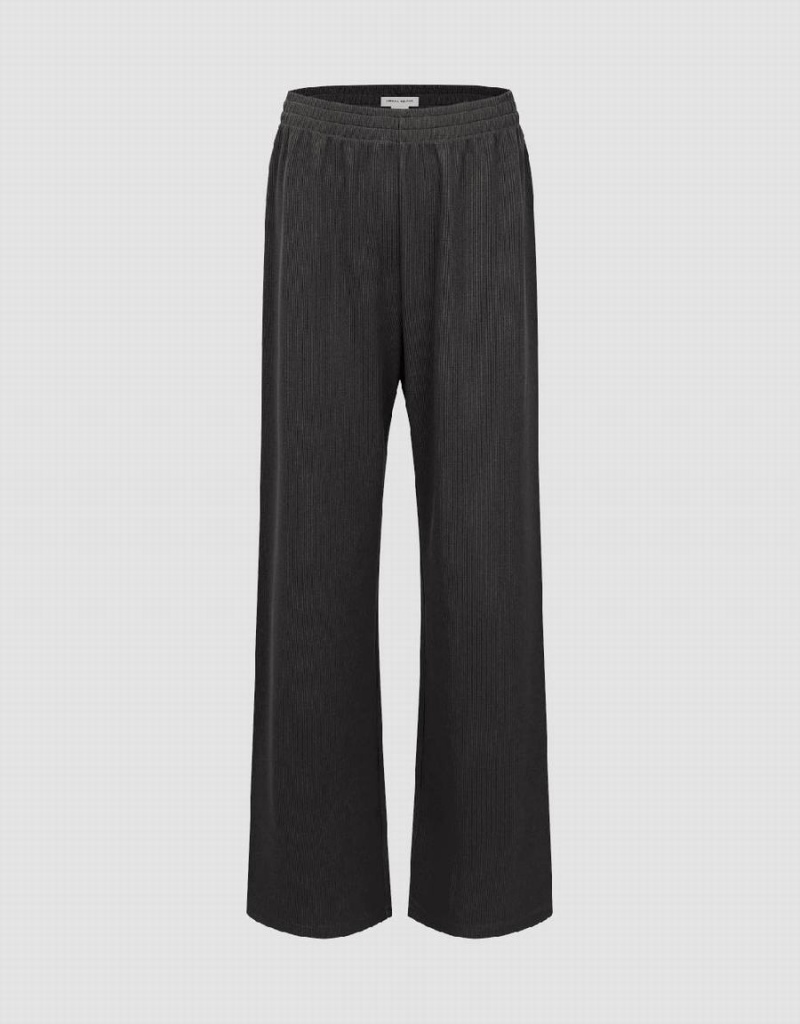 Pantalon Urban Revivo Elastic Taille Tricoté Droit Femme Noir | YCS1633IT