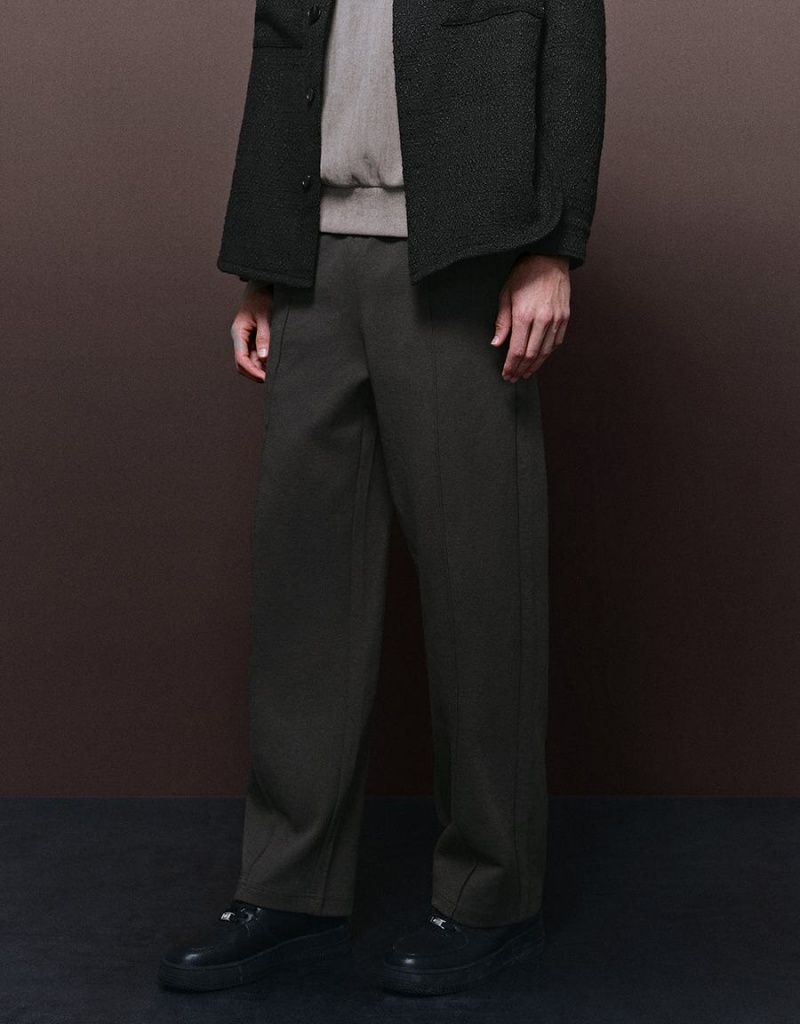 Pantalon Urban Revivo Elastic Taille Tricoté Droit Homme Grise | REV8460LB