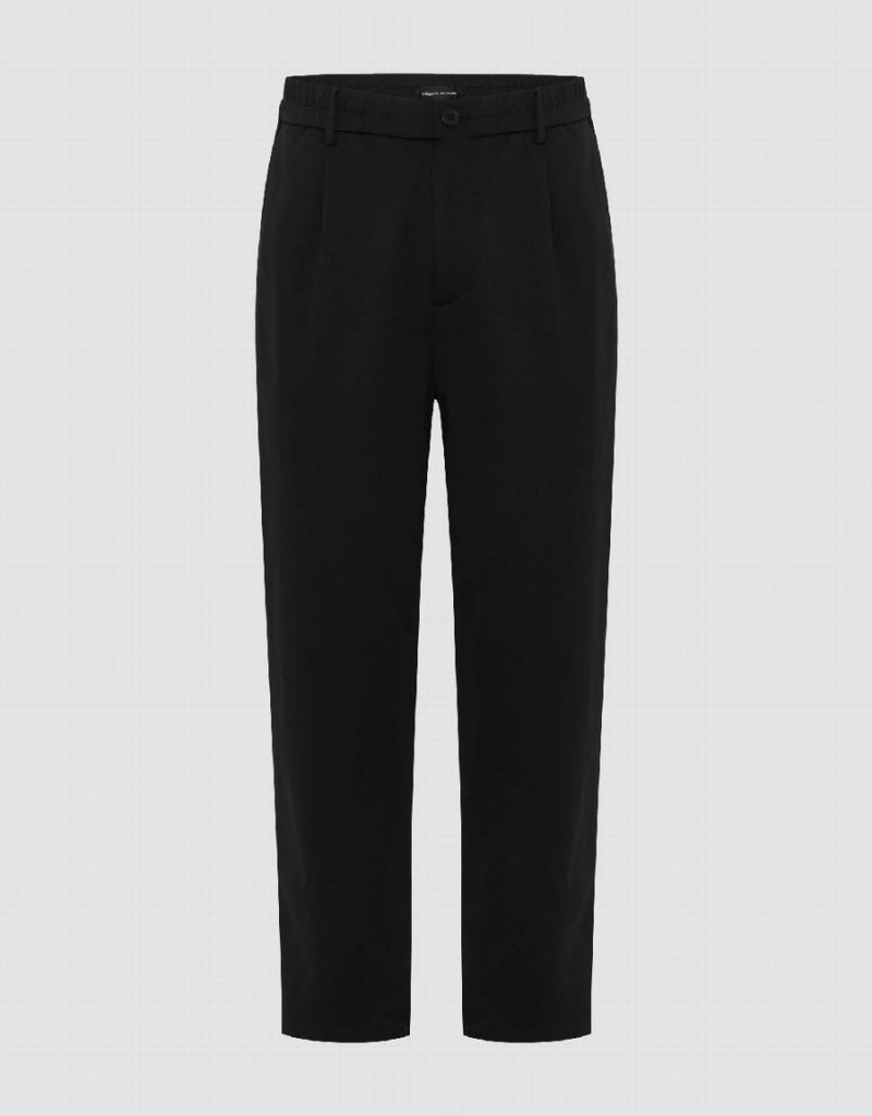 Pantalon Urban Revivo Elastic Taille Tricoté Carrot Fit Homme Noir | RSQ591XC