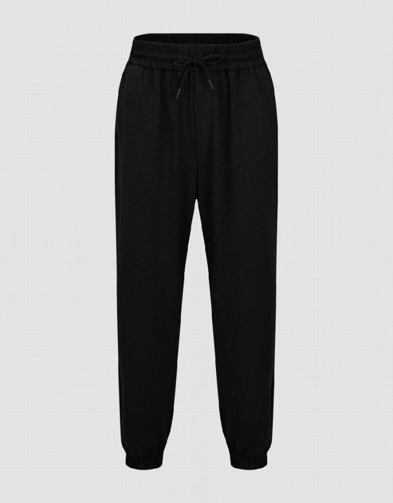 Pantalon Urban Revivo Elastic Taille Tricoté Jogger Homme Noir | SGX2253RV