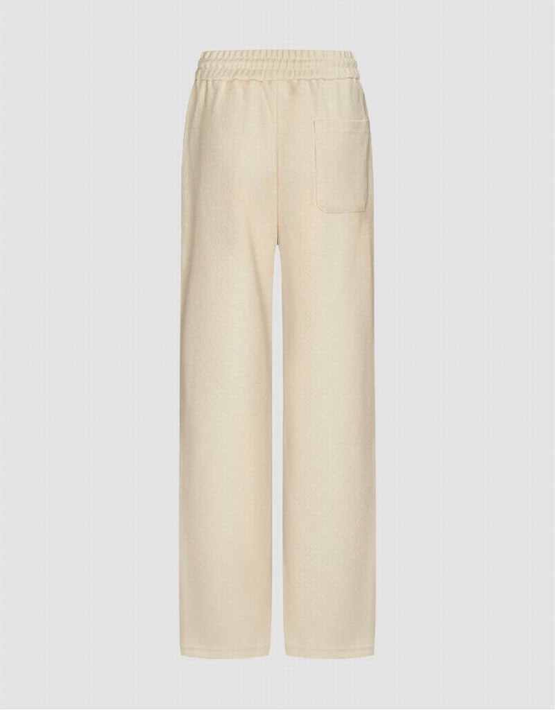 Pantalon Urban Revivo Elastic Taille Woolen Droit Femme Rose Blanche | YUK10044ZX