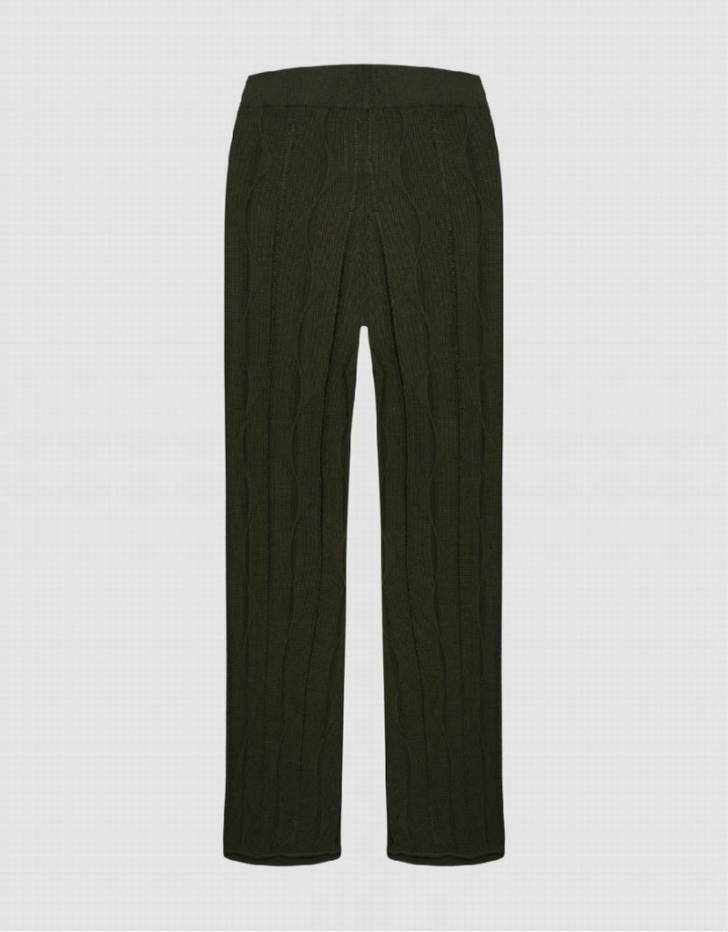 Pantalon Urban Revivo Embossed Flare Tricoté Femme Grise Foncé | TFY5680YT