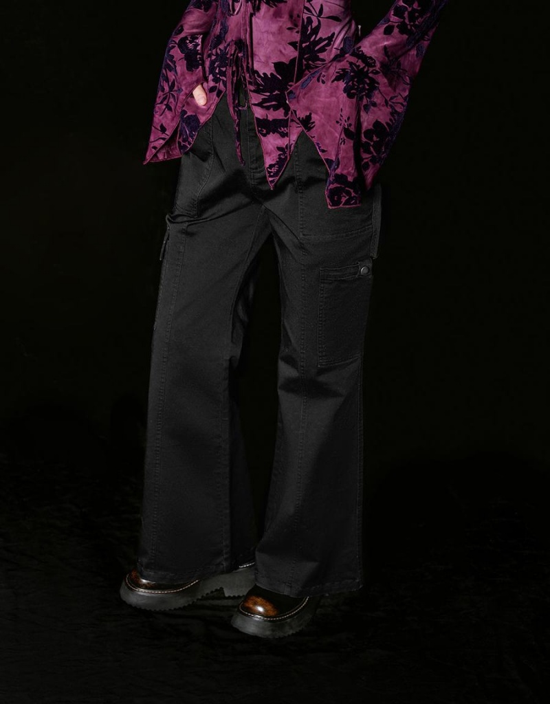 Pantalon Urban Revivo Flare Femme Noir | EBW132FC