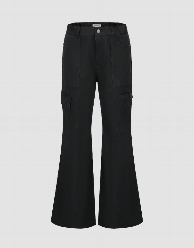 Pantalon Urban Revivo Flare Femme Noir | EBW132FC