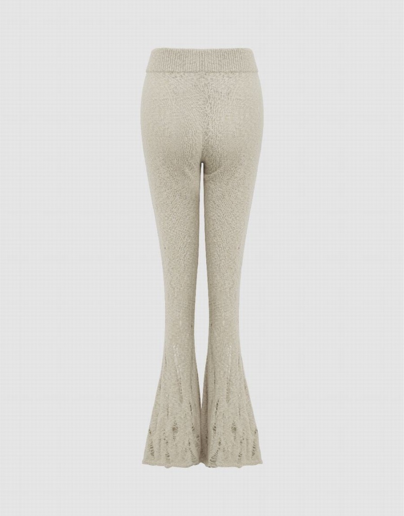 Pantalon Urban Revivo Flare Tricoté Femme Kaki | UOF9143QQ