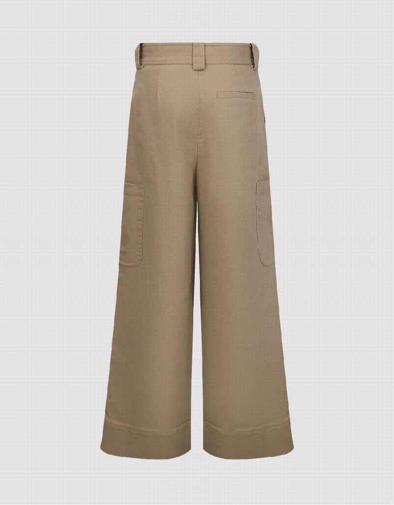 Pantalon Urban Revivo Larges-Leg Femme Kaki | VQS102GU