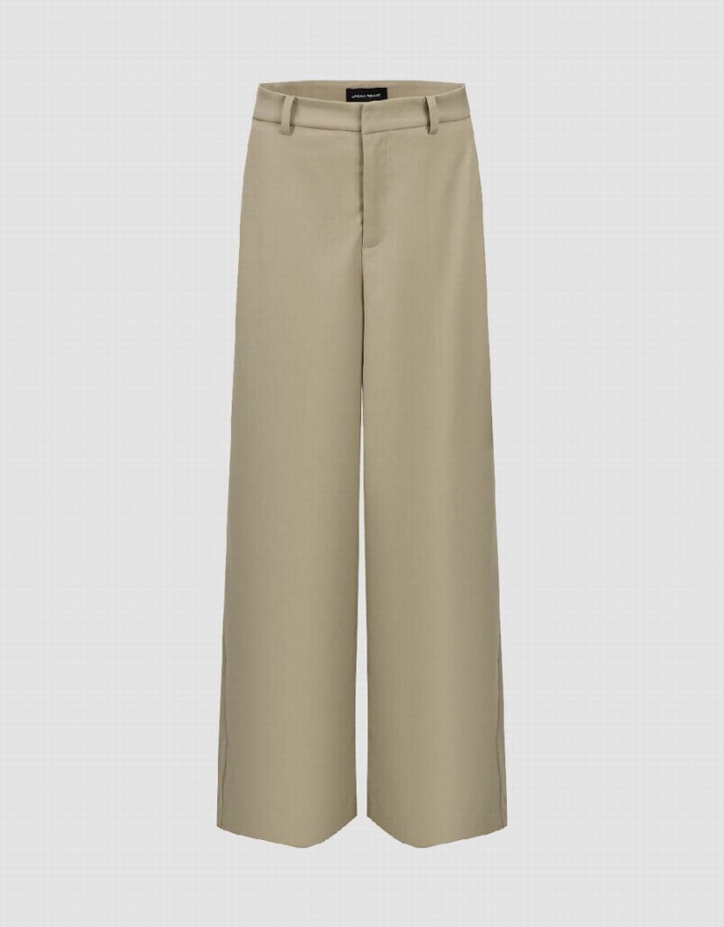 Pantalon Urban Revivo Larges-Leg Femme Kaki | DVI9921DQ
