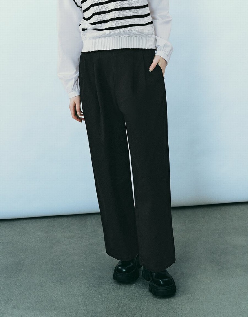 Pantalon Urban Revivo Larges-Leg Femme Noir | DVJ193JC