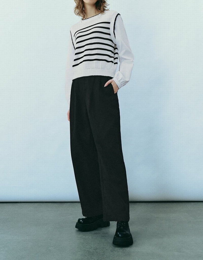 Pantalon Urban Revivo Larges-Leg Femme Noir | DVJ193JC