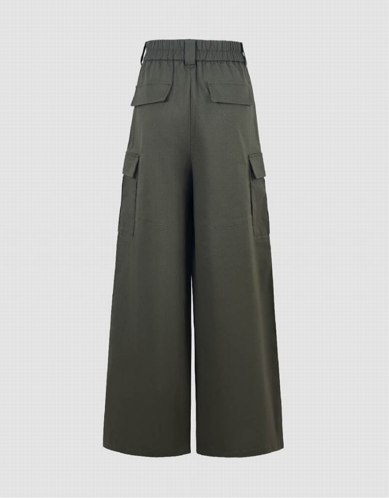 Pantalon Urban Revivo Larges-Leg Femme Vert | YIL278TD