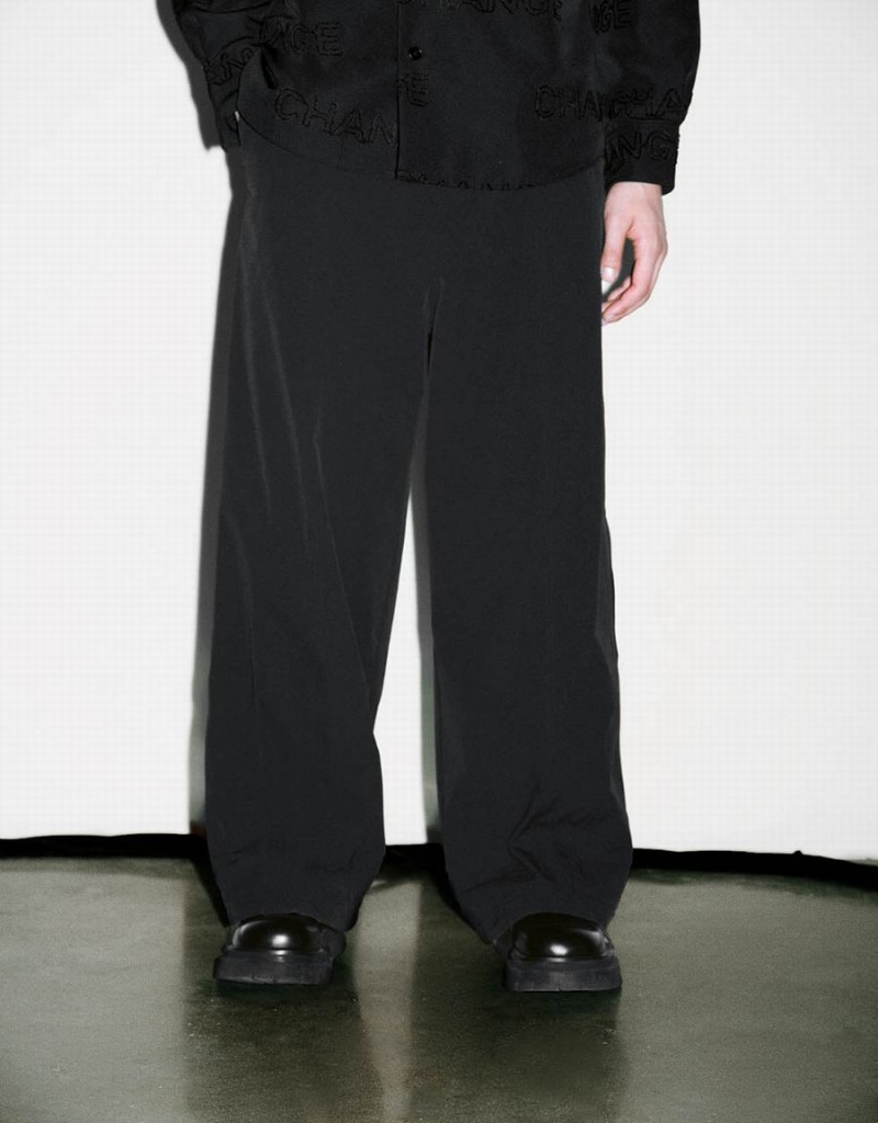Pantalon Urban Revivo Larges-Leg Homme Noir | VZU4917QV