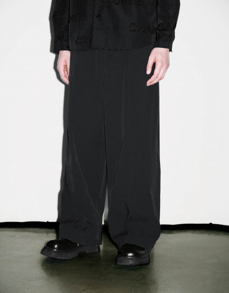 Pantalon Urban Revivo Larges-Leg Homme Noir | VZU4917QV