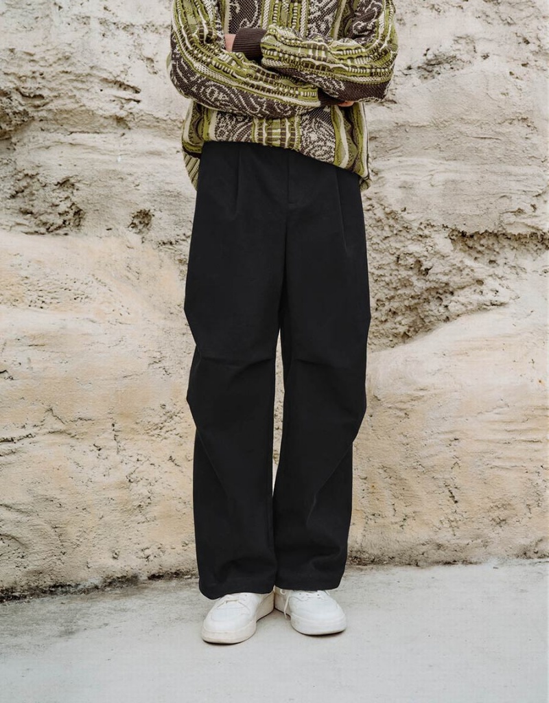 Pantalon Urban Revivo Larges-Leg Homme Noir | CCY7068XW