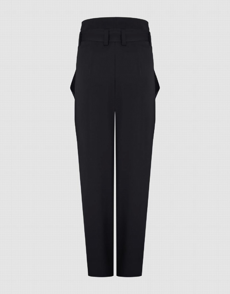 Pantalon Urban Revivo Larges-Leg With Belt Femme Noir | WVE1999CR