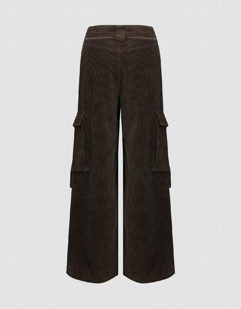 Pantalon Urban Revivo Larges-Leg With Pockets Femme Vert | GQW213DP