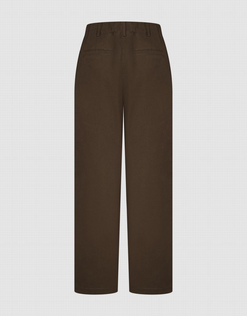 Pantalon Urban Revivo Larges-Leg With Rope Femme Marron | AZG5753EL