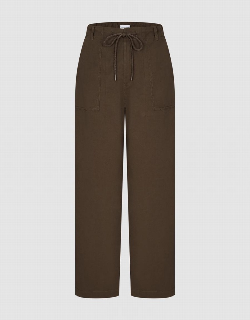 Pantalon Urban Revivo Larges-Leg With Rope Femme Marron | AZG5753EL