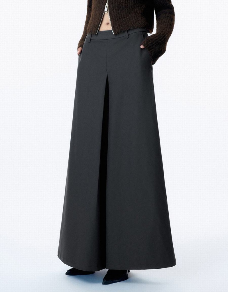 Pantalon Urban Revivo Loose Larges-Leg Femme Grise | LEV3540LF