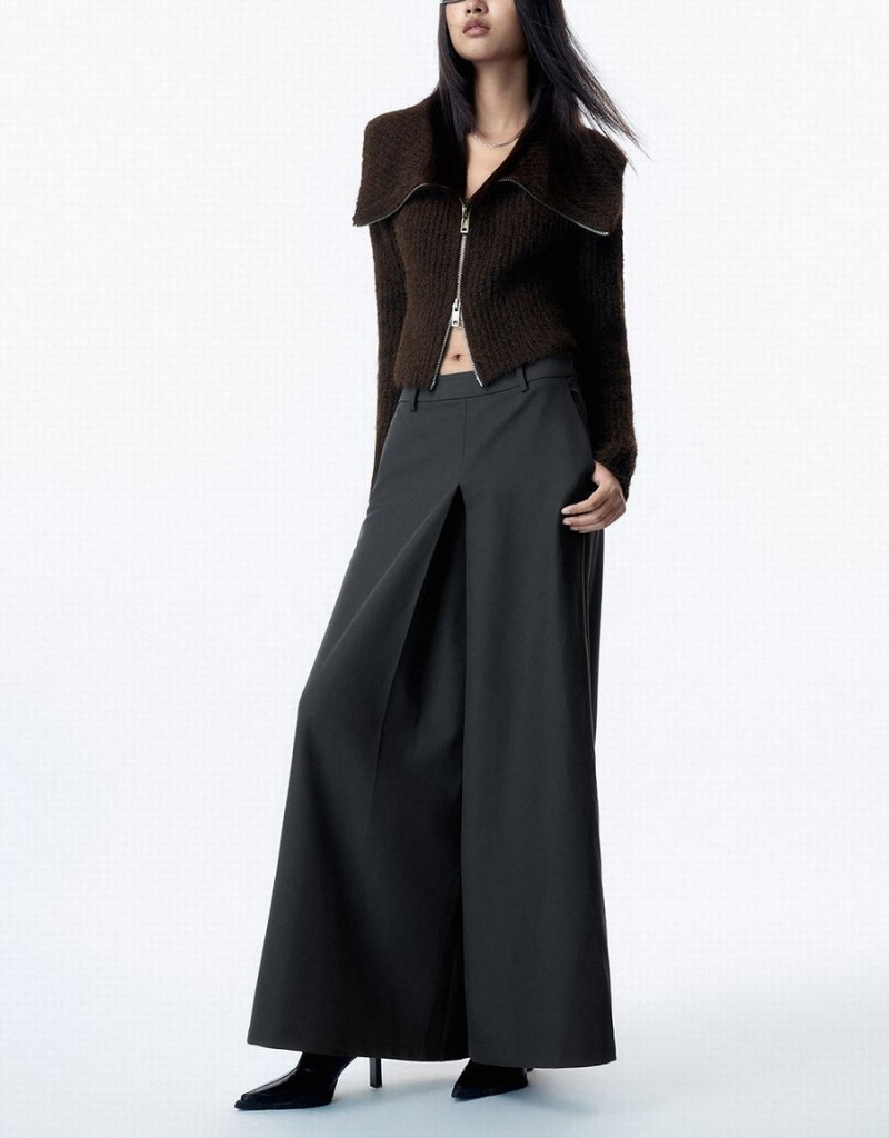 Pantalon Urban Revivo Loose Larges-Leg Femme Grise | LEV3540LF