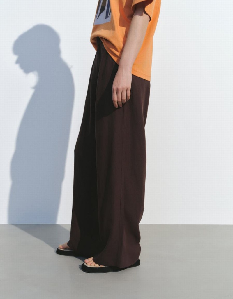 Pantalon Urban Revivo Loose Larges-Leg Femme Marron | NMI688NM