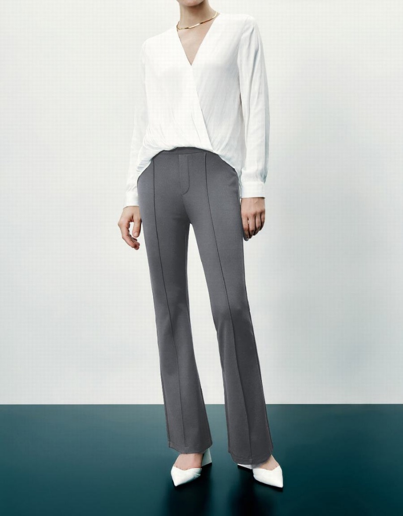 Pantalon Urban Revivo Mince Cropped Flare Femme Grise Foncé | VRB3832YQ