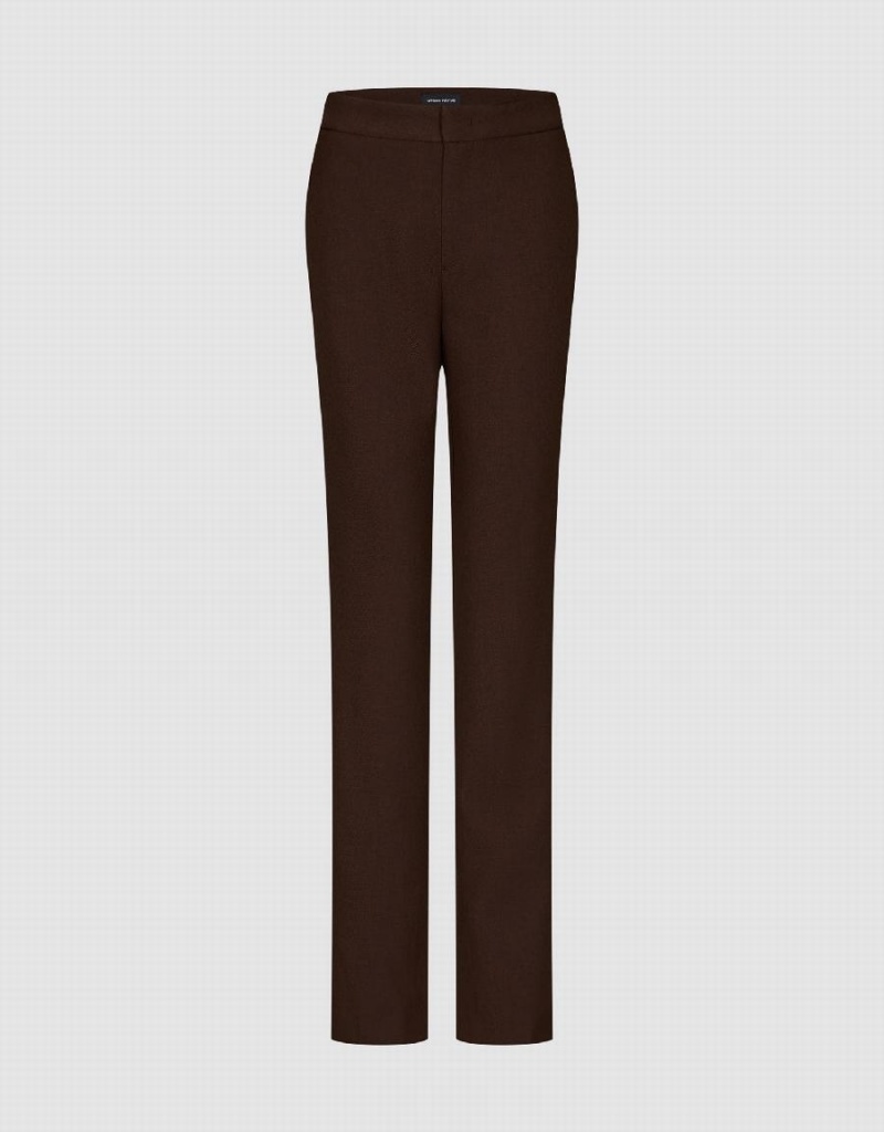 Pantalon Urban Revivo Mince Droit Femme Marron | SUX835JA