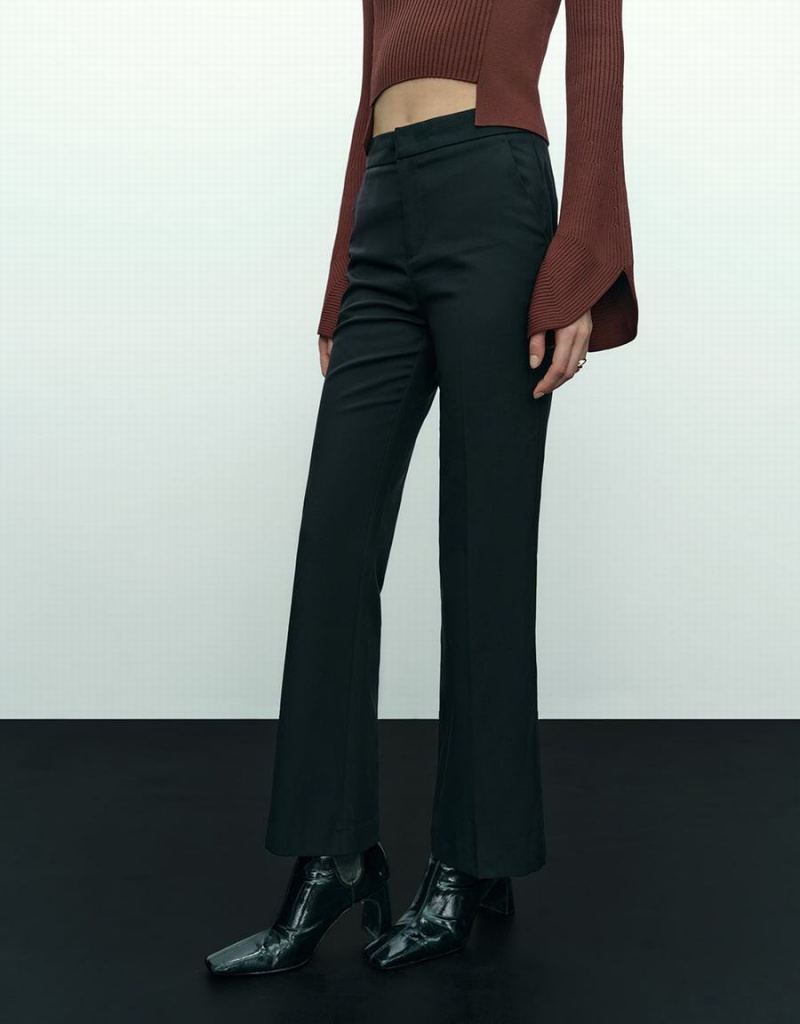 Pantalon Urban Revivo Mince Flare Femme Noir | TLP7414ZV
