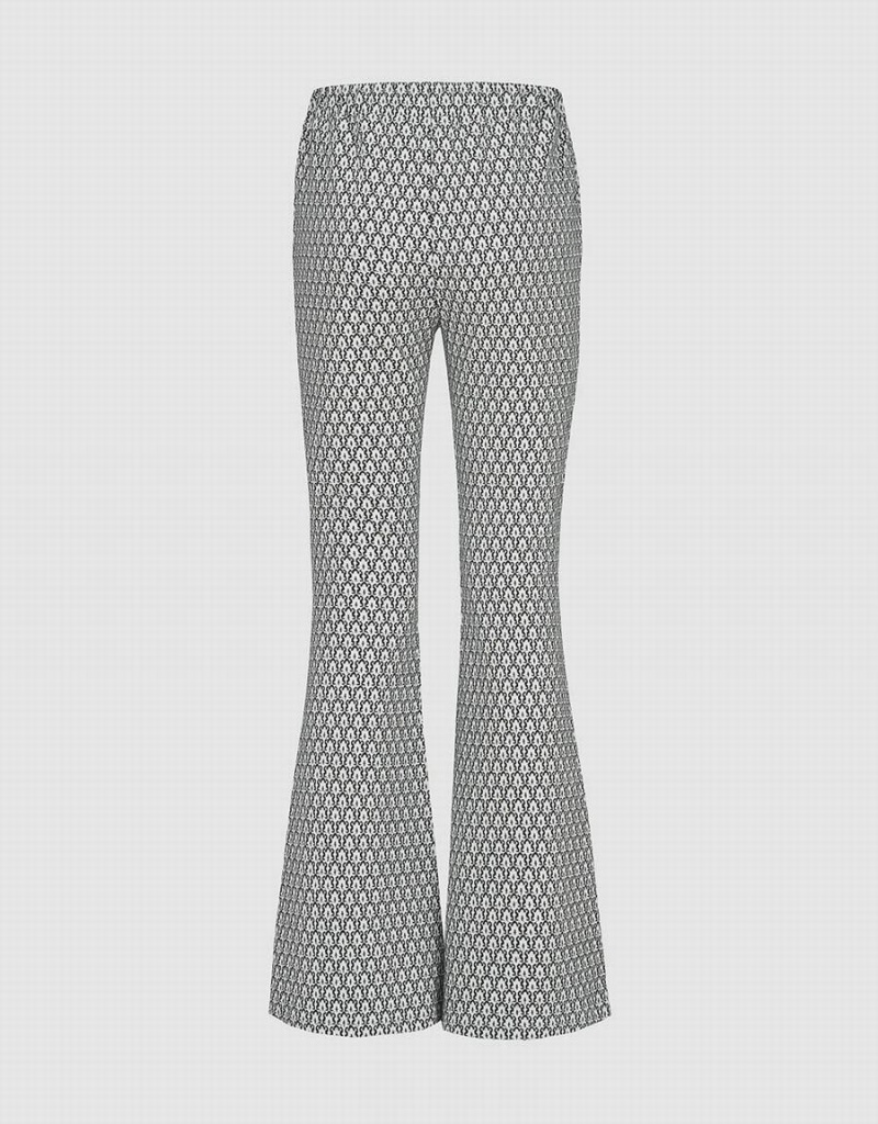 Pantalon Urban Revivo Monogram Tricoté Flare Femme Noir | YNC993HS