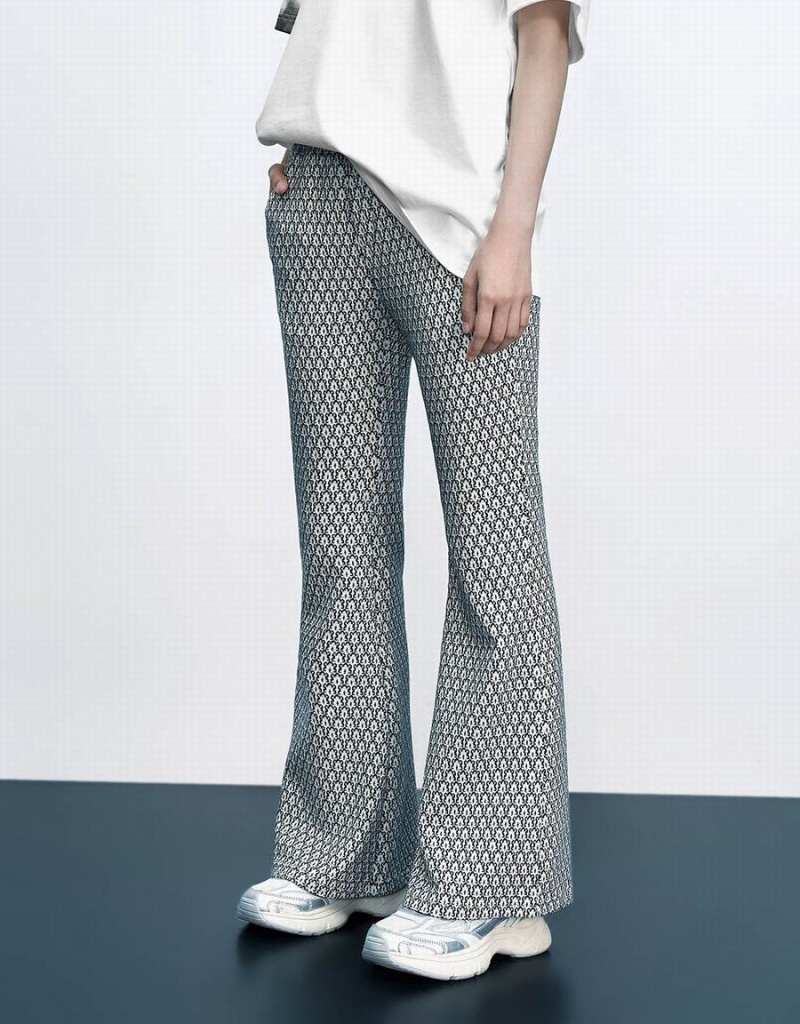 Pantalon Urban Revivo Monogram Tricoté Flare Femme Noir | YNC993HS