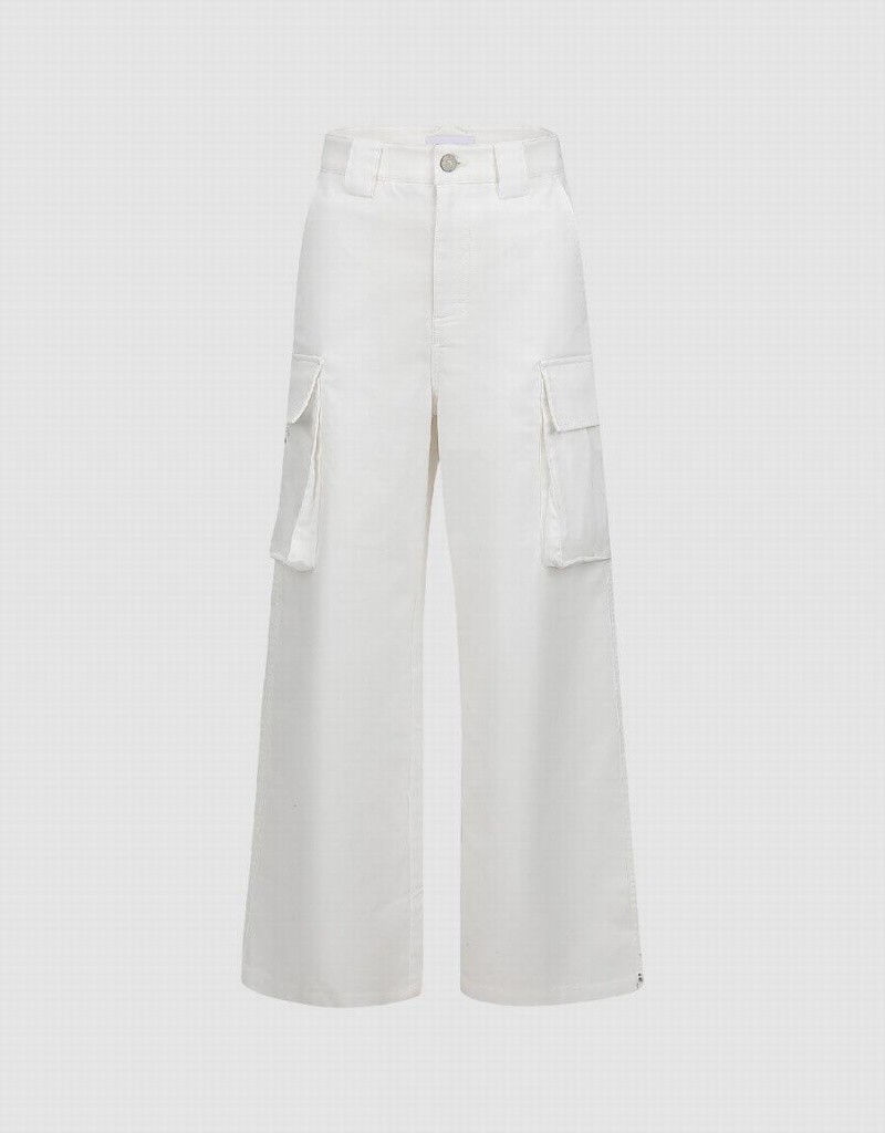 Pantalon Urban Revivo Multi-Pocket Droit Femme Blanche | VYT6142WI