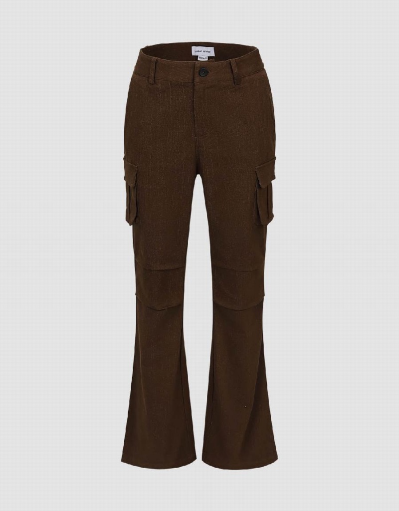 Pantalon Urban Revivo Multi-Pocket Flare Femme Marron | ESE5553GU
