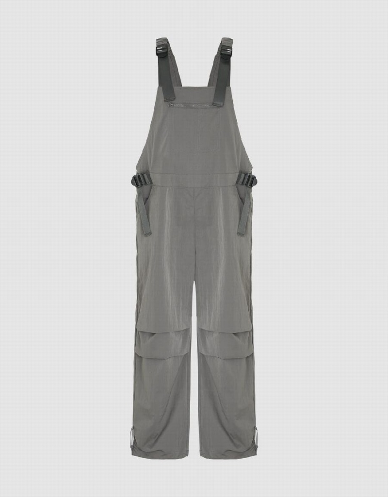 Pantalon Urban Revivo Overall With Front Zippé Pocket Femme Grise Clair | AEA7230IS