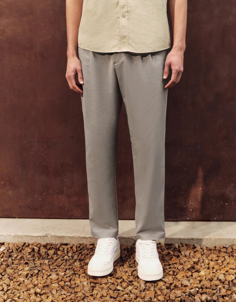 Pantalon Urban Revivo Oversized Droit Homme Kaki Grise | KNT9263DY