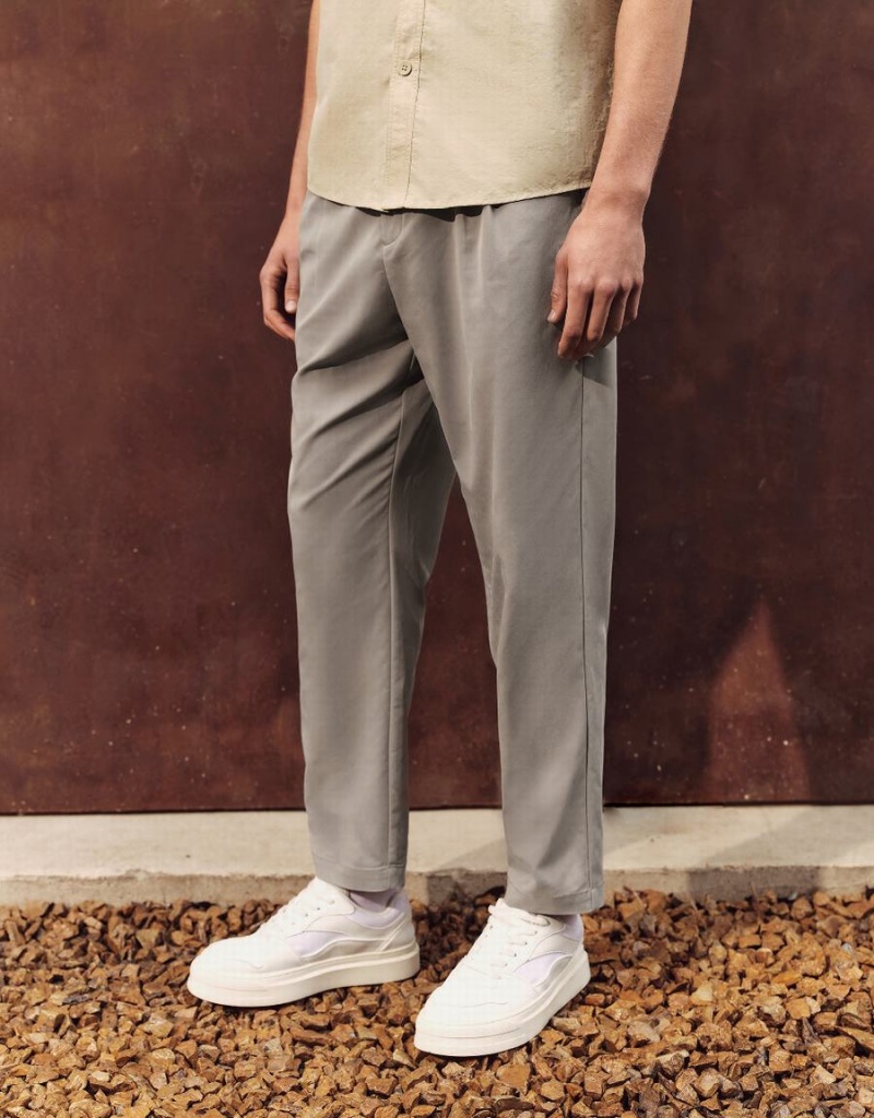 Pantalon Urban Revivo Oversized Droit Homme Kaki Grise | KNT9263DY